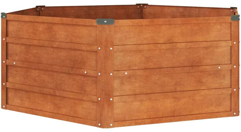 Aukštas sodo lovelis, rūdžių, 129x129x45cm, Corten plienas
