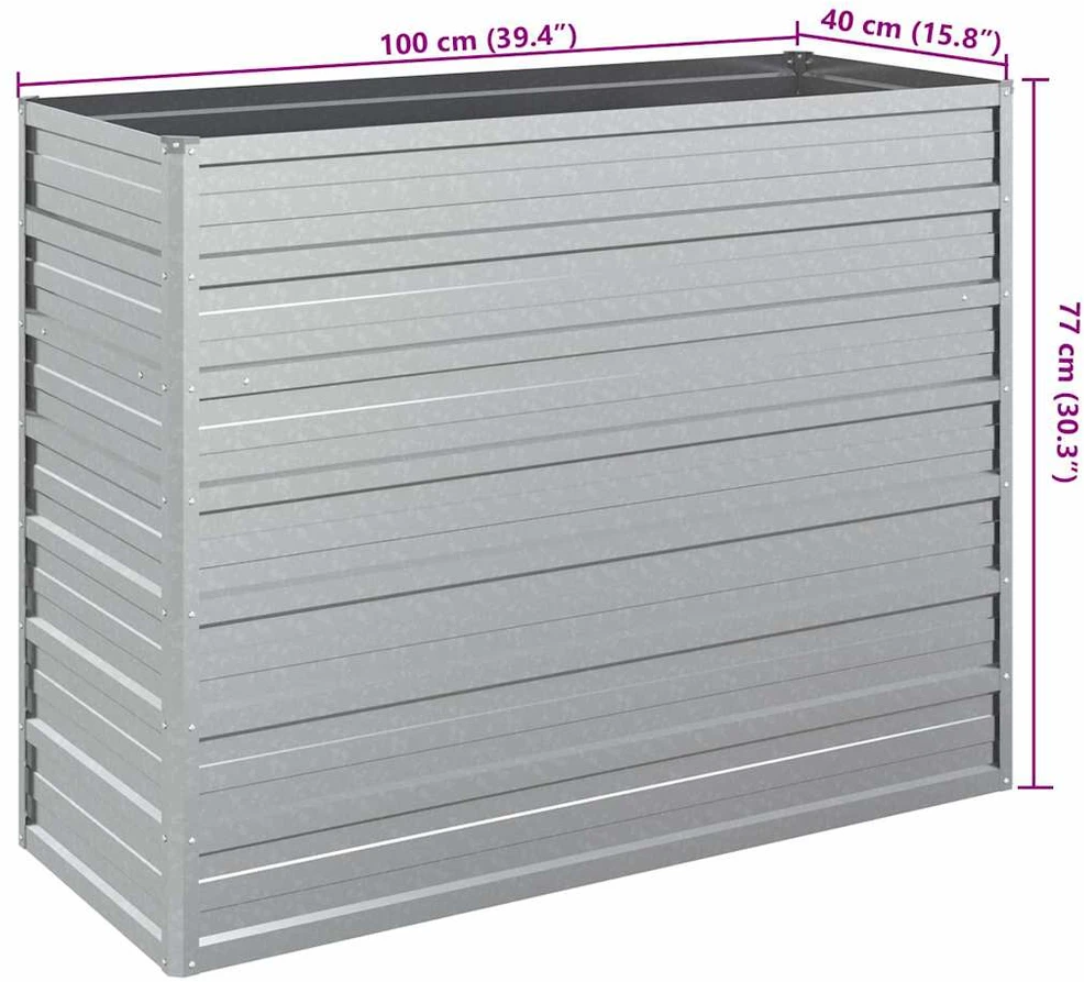 Aukštas sodo lovelis, sidabrinis, 100x40x77cm, plienas