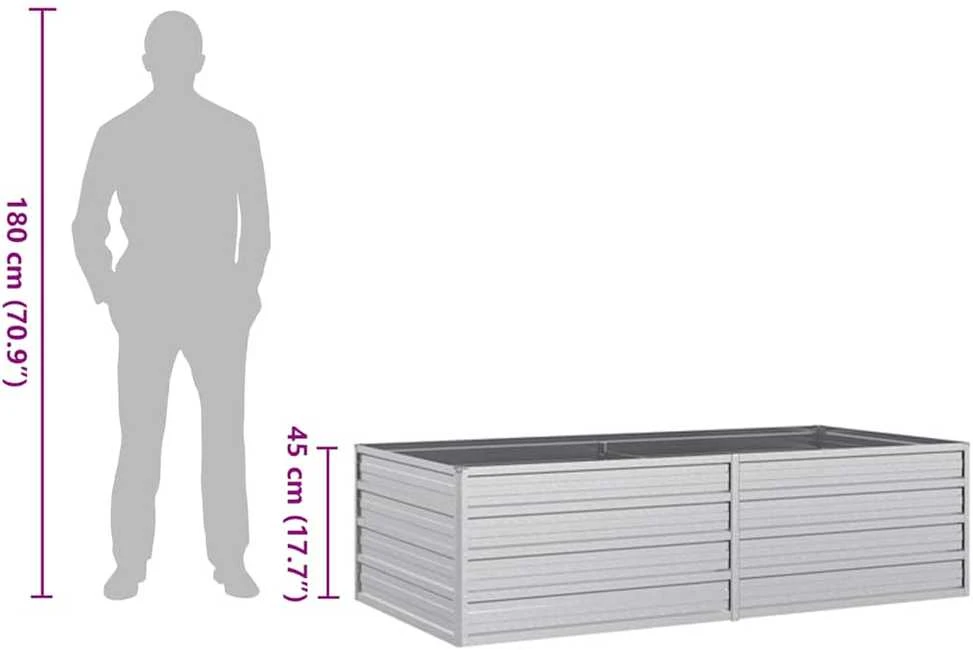 Aukštas sodo lovelis, sidabrinis, 160x80x45cm, plienas