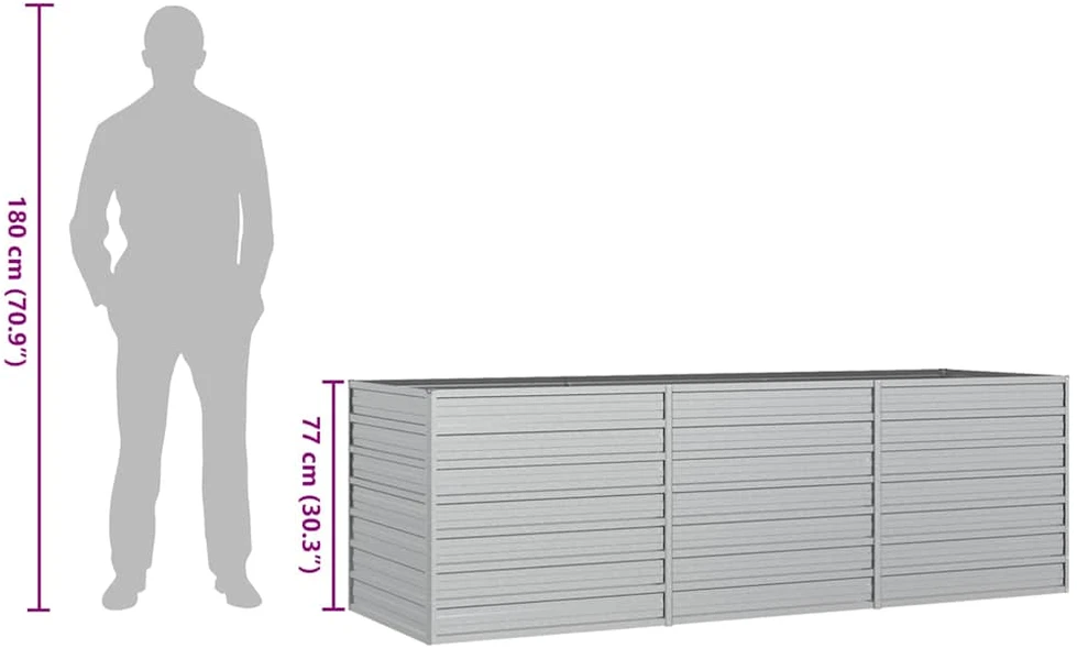 Aukštas sodo lovelis, sidabrinis, 240x80x77cm, plienas