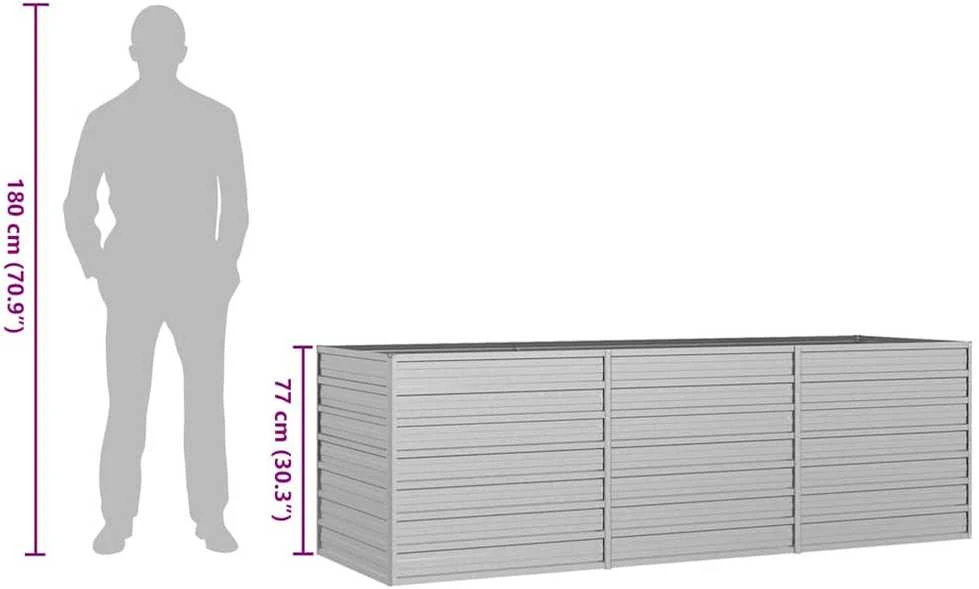 Aukštas sodo lovelis, sidabrinis, 240x80x77cm, plienas