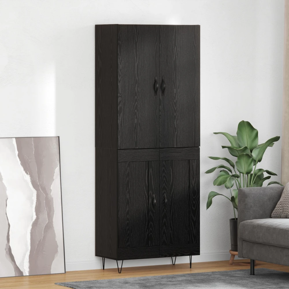 Aukštas spintelė 2 vnt. Juodas ąžuolas 69,5 x 34 x 180 cm