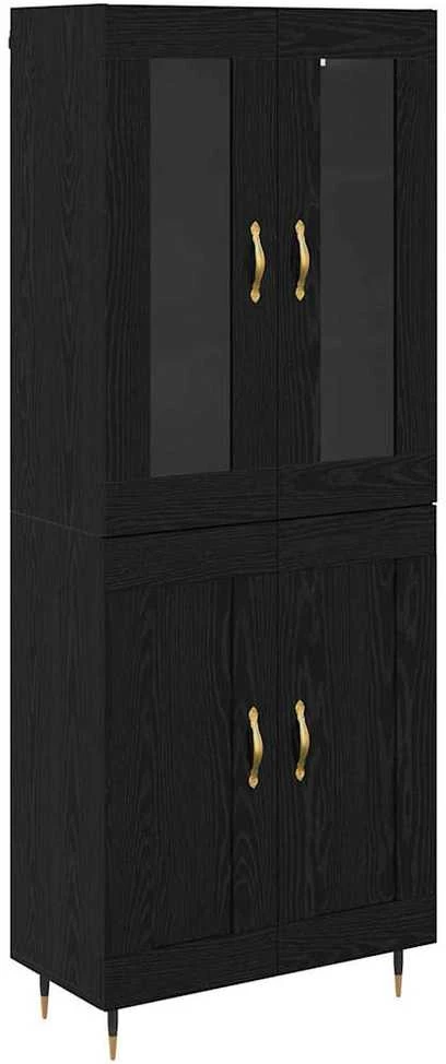 Aukštas spintelė 2 vnt. Juodas ąžuolas 69,5 x 34 x 180 cm