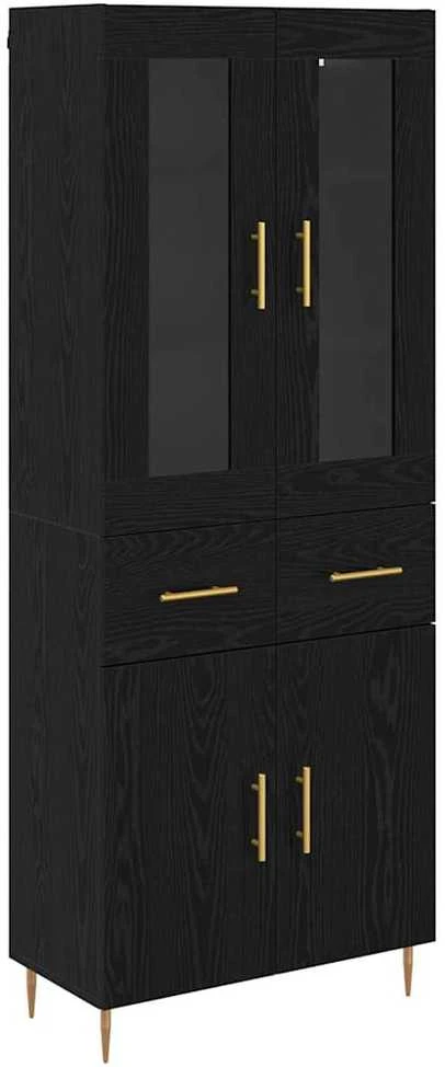 Aukštas spintelė 2 vnt. Juodas ąžuolas 69,5 x 34 x 180 cm