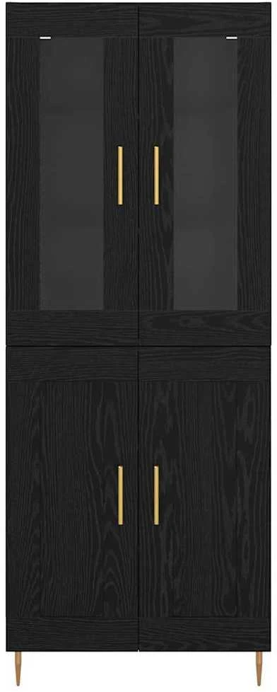 Aukštas spintelė 2 vnt. Juodas ąžuolas 69,5 x 34 x 180 cm