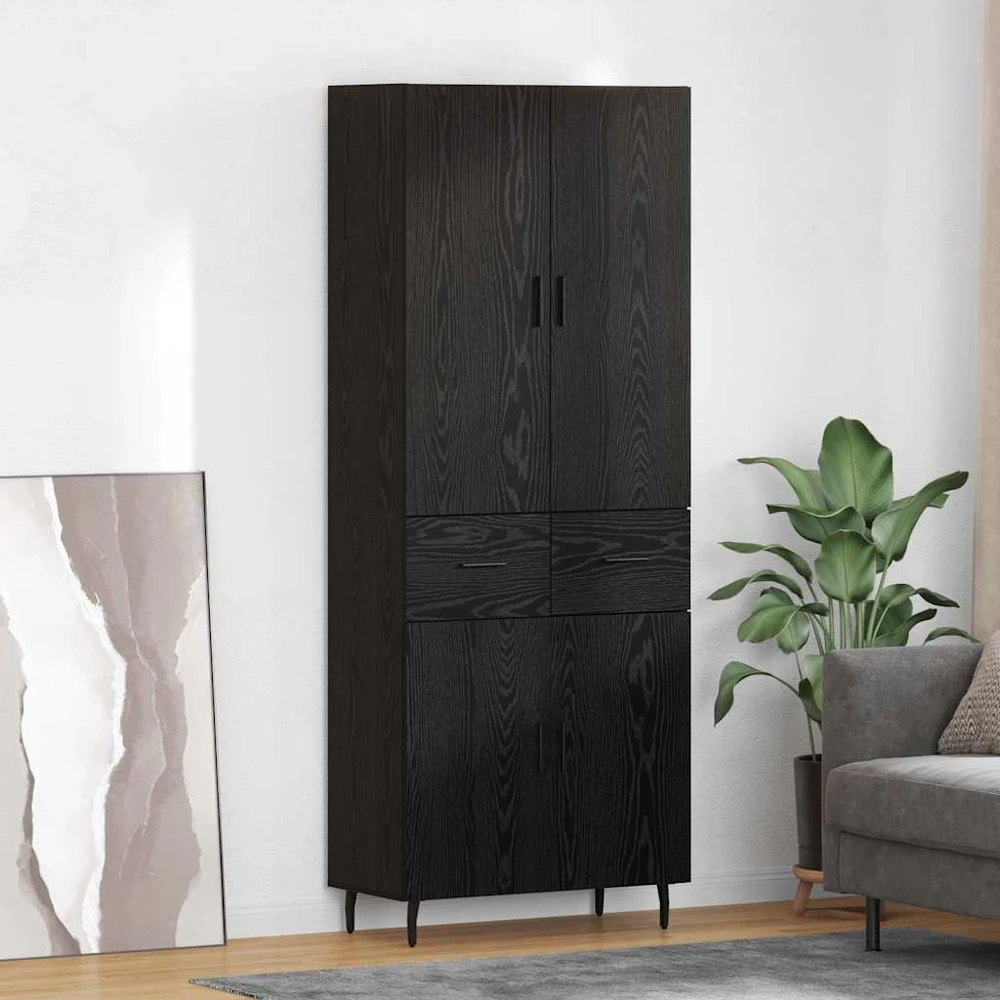 Aukštas spintelė 2 vnt. juoda ąžuolo 69,5 x 34 x 180 cm