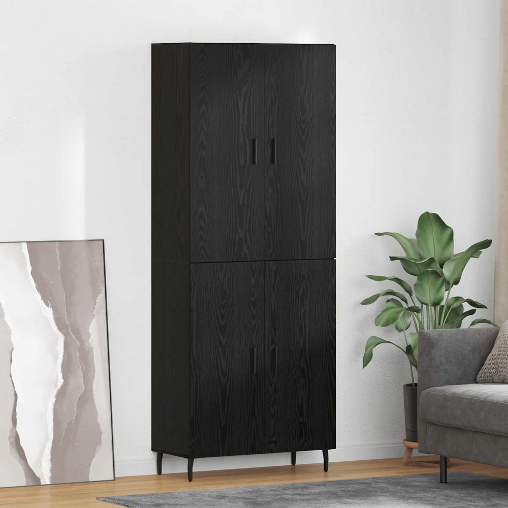 Aukštas spintelė 2 vnt. juoda ąžuolo 69,5 x 34 x 180 cm