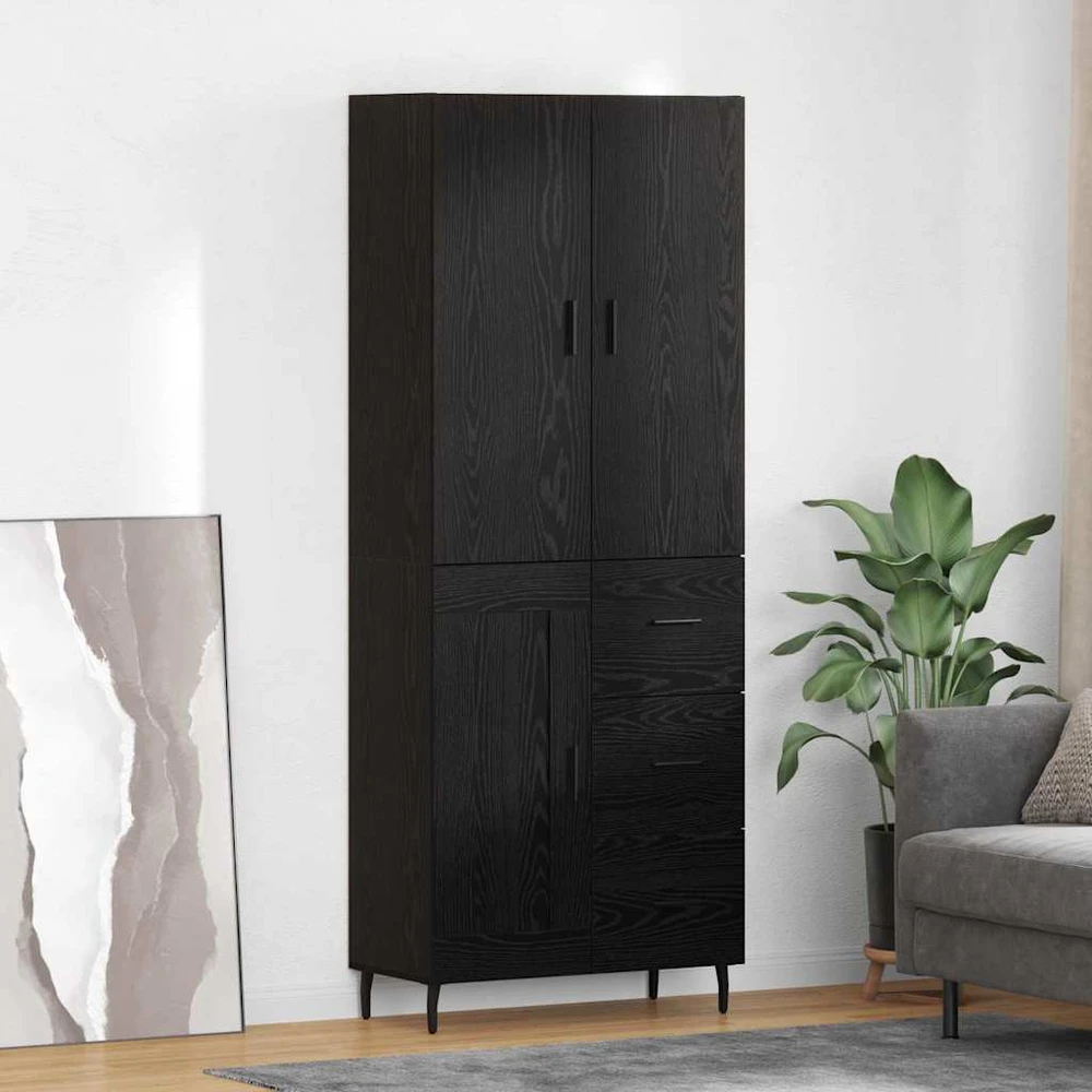 Aukštas spintelė 2 vnt. juoda ąžuolo 69,5 x 34 x 180 cm