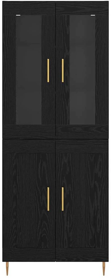 Aukštas spintelė 2 vnt. Juodas ąžuolas 69,5 x 34 x 180 cm