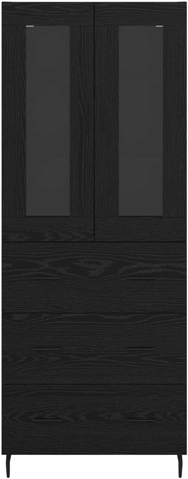 Aukštas spintelė 2 vnt. Juodas ąžuolas 69,5 x 34 x 180 cm