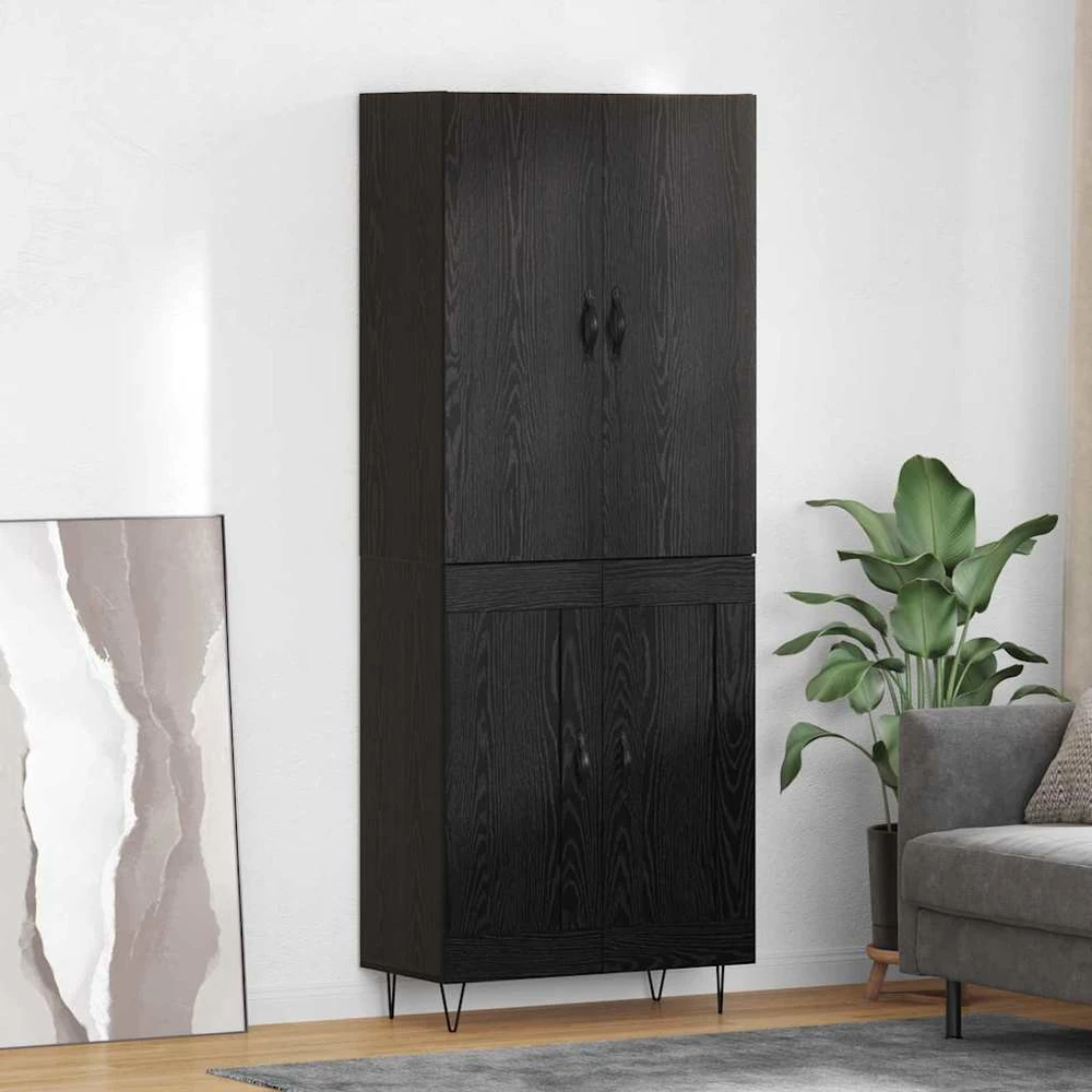 Aukštas spintelė 2 vnt. Juodas ąžuolas 69,5 x 34 x 180 cm
