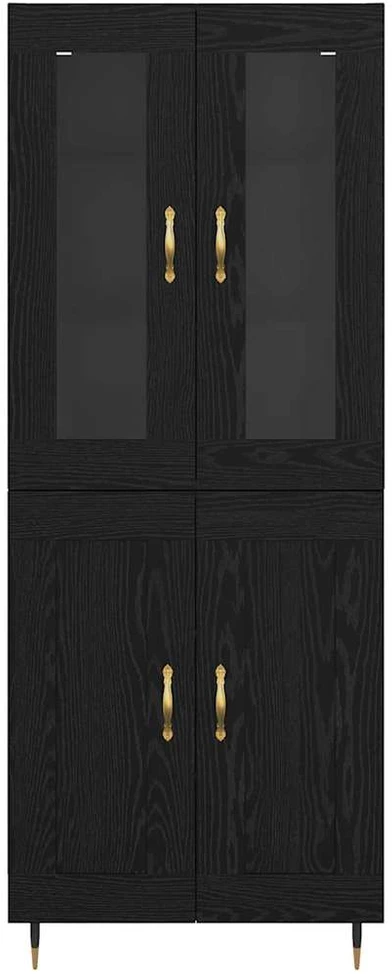 Aukštas spintelė 2 vnt. Juodas ąžuolas 69,5 x 34 x 180 cm