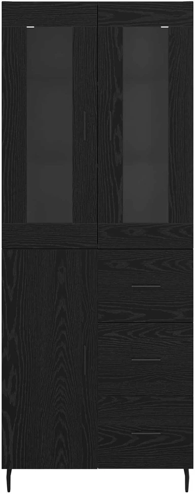 Aukštas spintelė 2 vnt. Juodas ąžuolas 69,5 x 34 x 180 cm