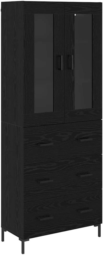 Aukštas spintelė 2 vnt. Juodas ąžuolas 69,5 x 34 x 180 cm