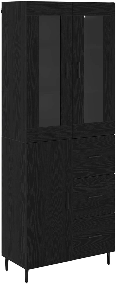 Aukštas spintelė 2 vnt. Juodas ąžuolas 69,5 x 34 x 180 cm