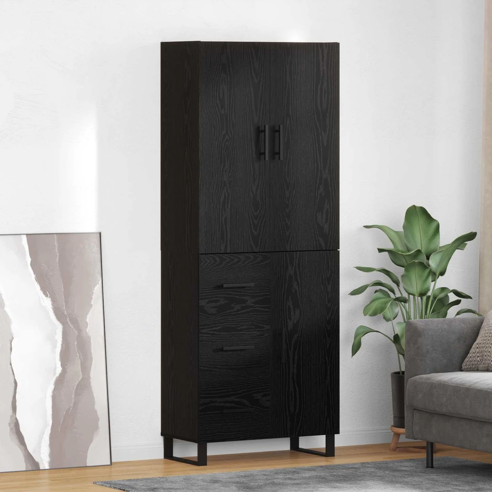 Aukštas spintelė 2 vnt. Juodas ąžuolas 69,5 x 34 x 180 cm