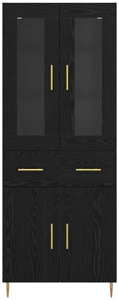 Aukštas spintelė 2 vnt. Juodas ąžuolas 69,5 x 34 x 180 cm