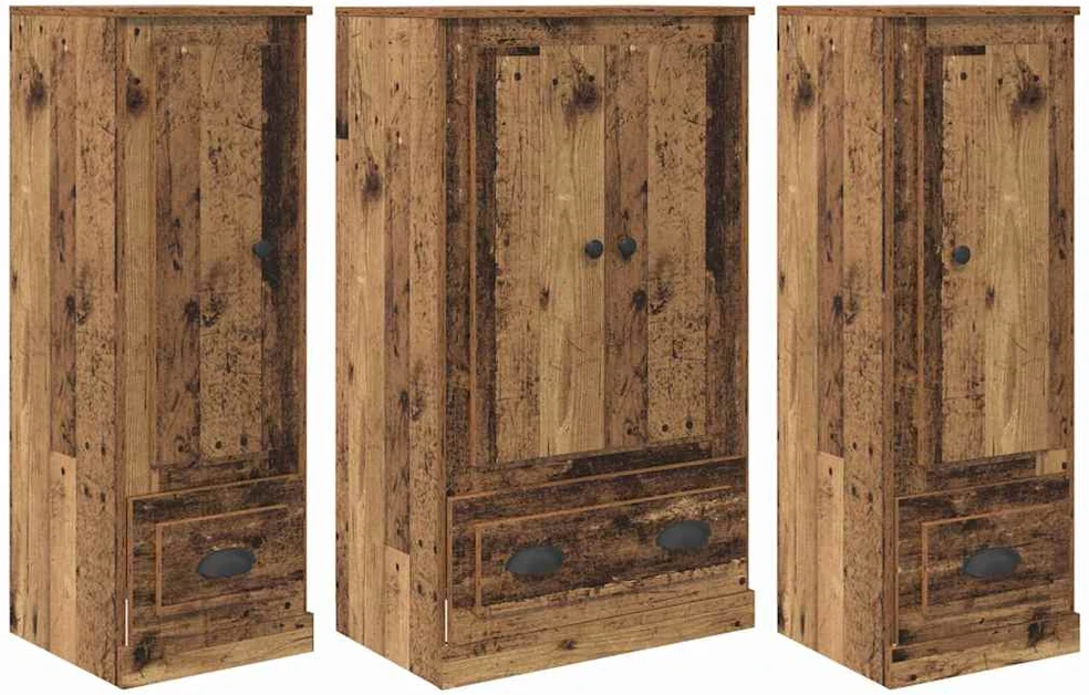 Aukštas spintelė 3 vnt. Senovinis medis 132 x 35,5 x 103,5 cm