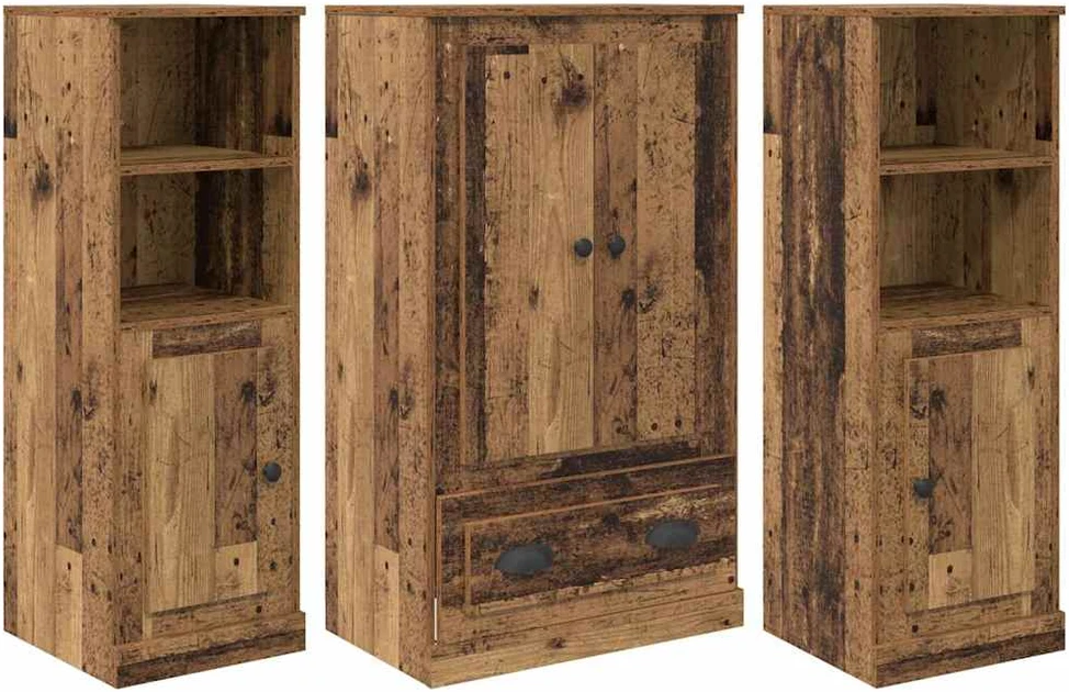 Aukštas spintelė 3 vnt. Senovinis medis 132 x 35,5 x 103,5 cm