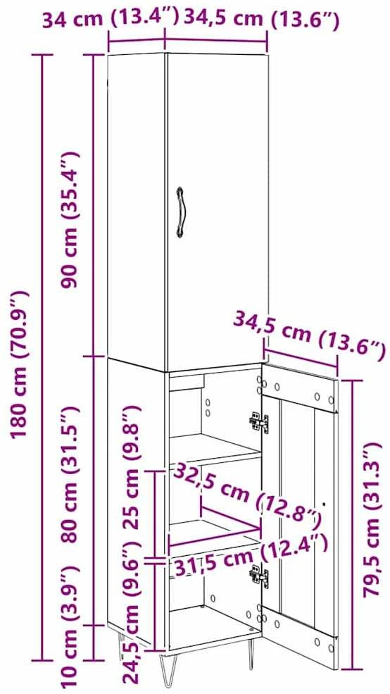 Aukštas spintelė Amatininkų ąžuolas 34,5 x 34 x 90 cm