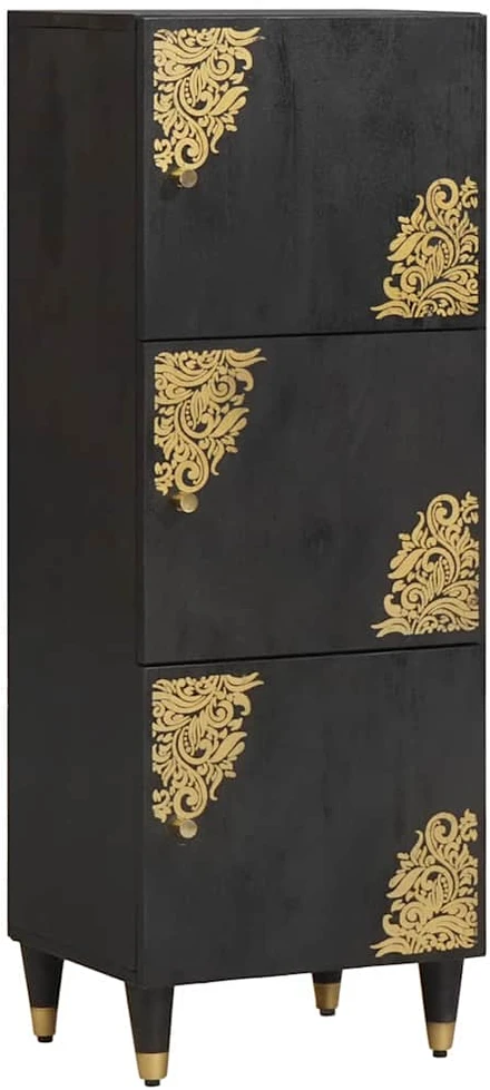 Aukštas spintelė Juoda 40 x 33 x 110 cm Kietas mango medis