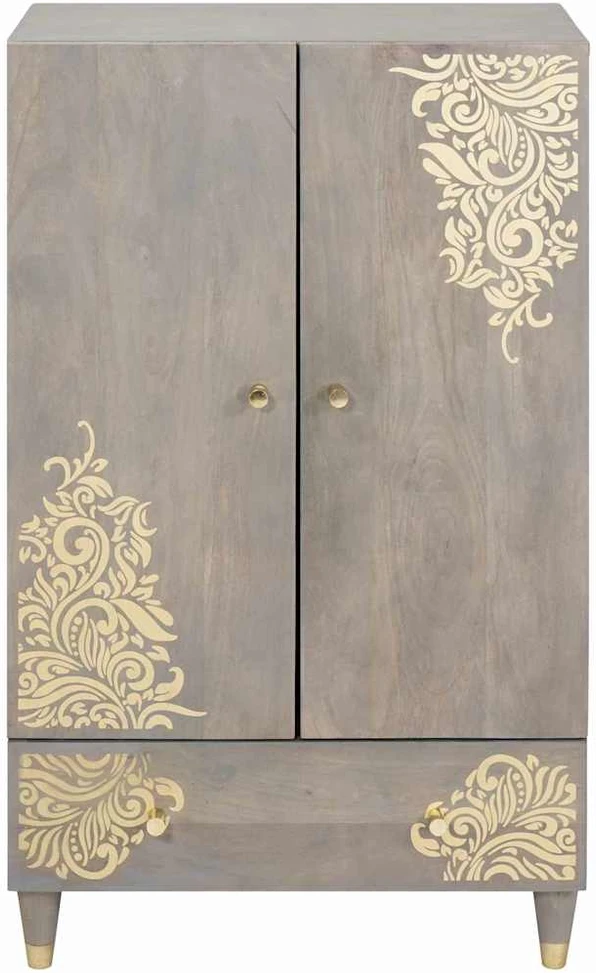 Aukštas spintelė Pilkas ir auksinis 60 x 33 x 100 cm
