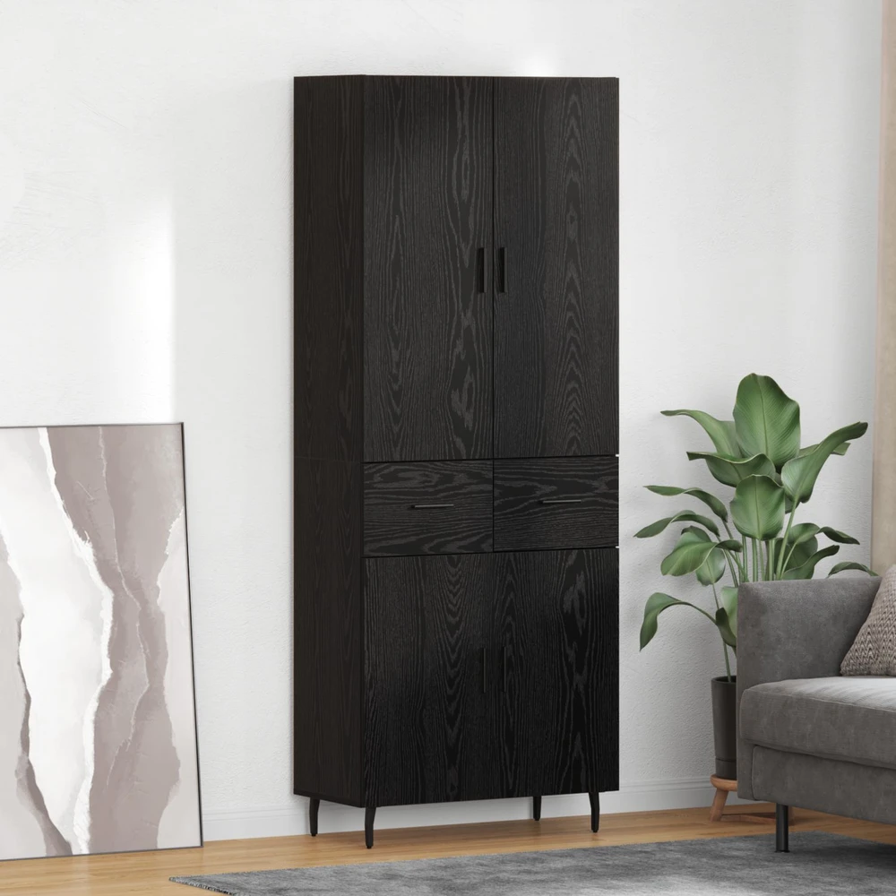 Aukštas spintelė 2 vnt. juoda ąžuolo 69,5 x 34 x 180 cm
