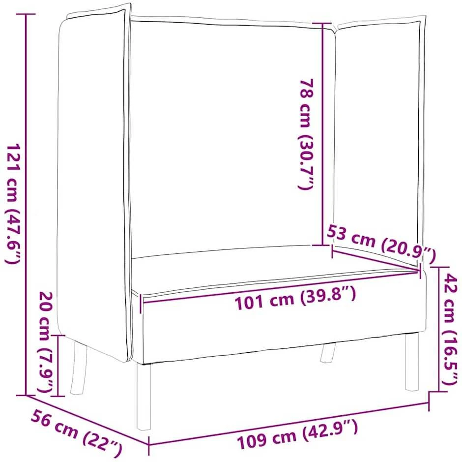 Aukštos nugaros sofa 101cm Rožinė audinys