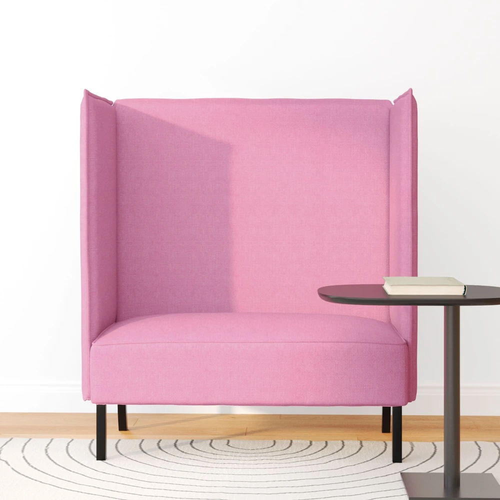 Aukštos nugaros sofa 101cm Rožinė audinys