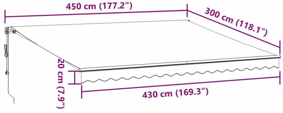 Automatinė ištraukiama markizė su LED, ruda, 450x300cm