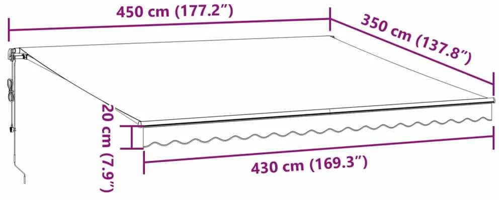 Automatinė ištraukiama markizė su LED, rudos spalvos, 450x350cm