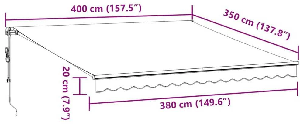 Automatinė ištraukiama markizė, antracito ir balta, 400x350cm