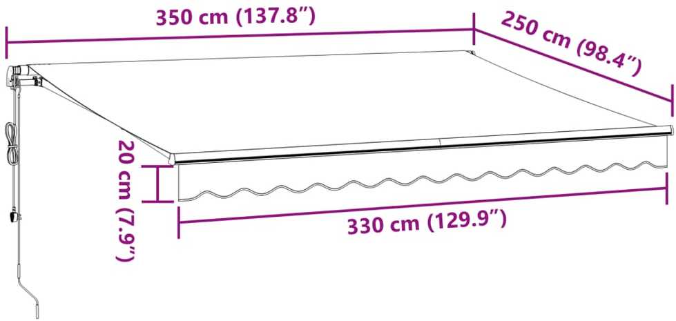 Automatinė ištraukiama markizė, antracito ir balta, 350x250cm