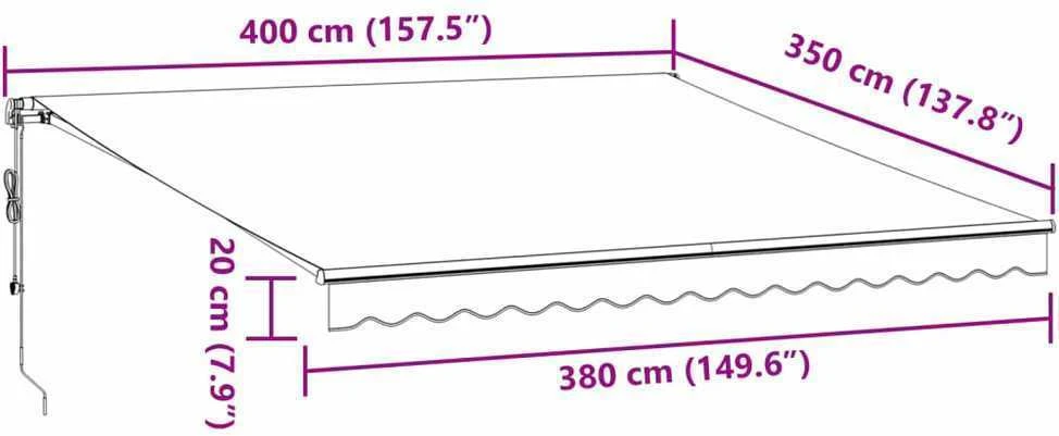 Automatinė ištraukiama markizė, antracito ir balta, 400x350cm