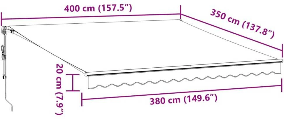 Automatinė ištraukiama markizė, antracito ir balta, 400x350cm