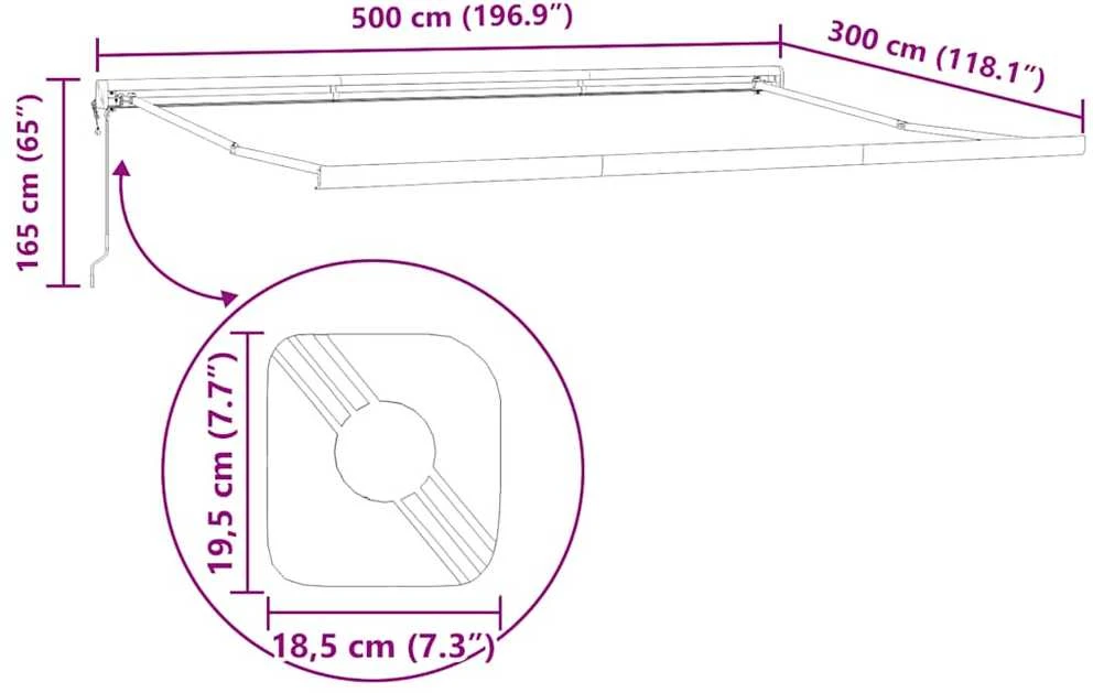 Automatinė ištraukiama markizė, bordo spalvos, 500x300cm