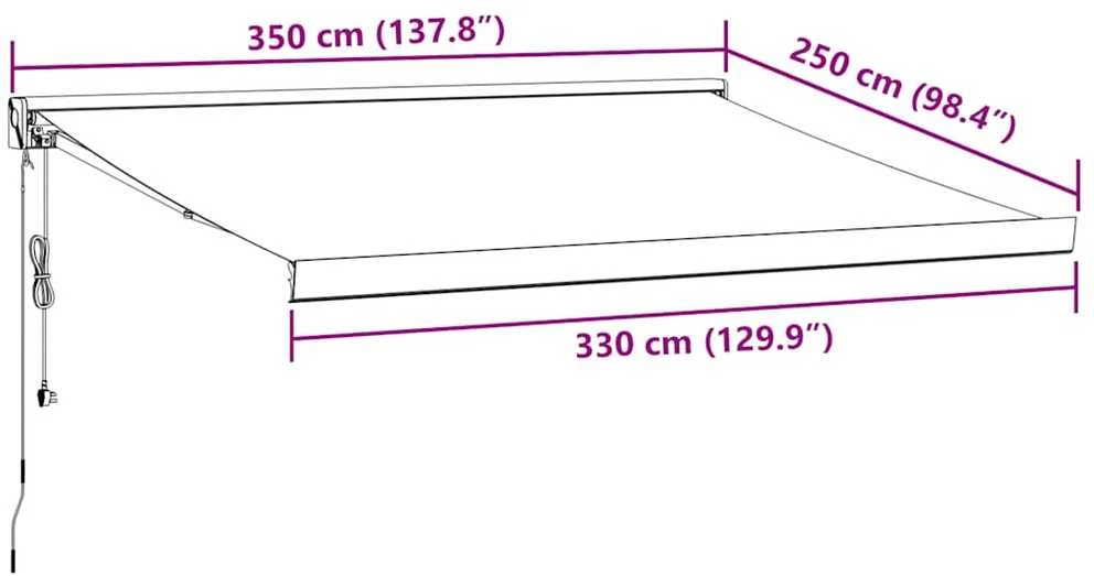 Automatinė ištraukiama markizė, bordo spalvos, 350x250cm