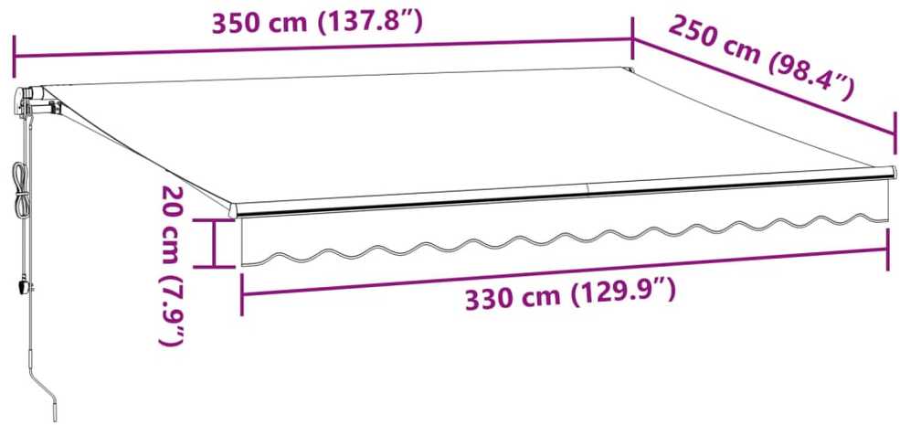 Automatinė ištraukiama markizė, bordo spalvos, 350x250cm