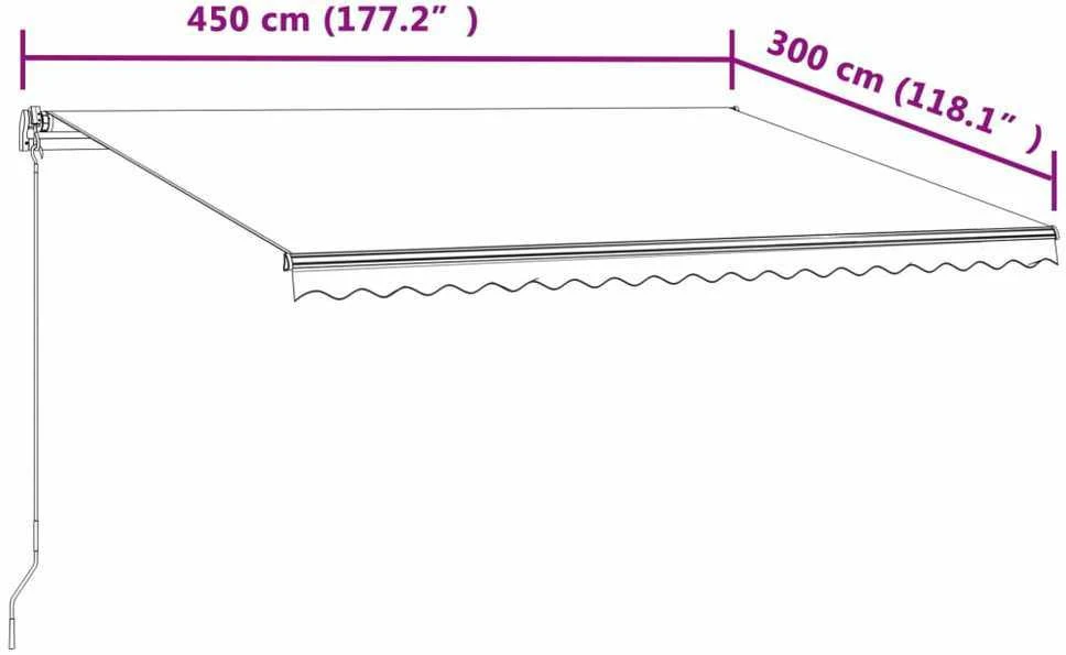 Automatinė ištraukiama markizė, geltona ir balta, 450x300cm
