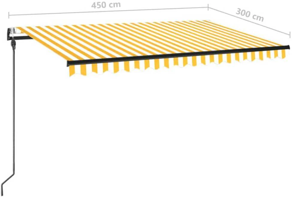Automatinė ištraukiama markizė, geltona ir balta, 450x300cm