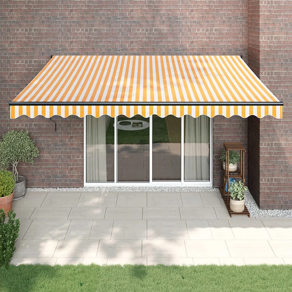 Automatinė ištraukiama markizė, geltona ir balta, 4,5x3m