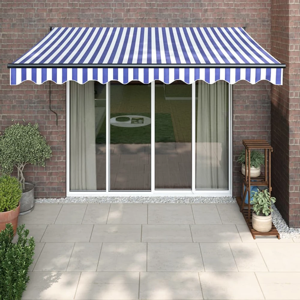 Automatinė ištraukiama markizė, mėlyna/balta, 3x2,5m