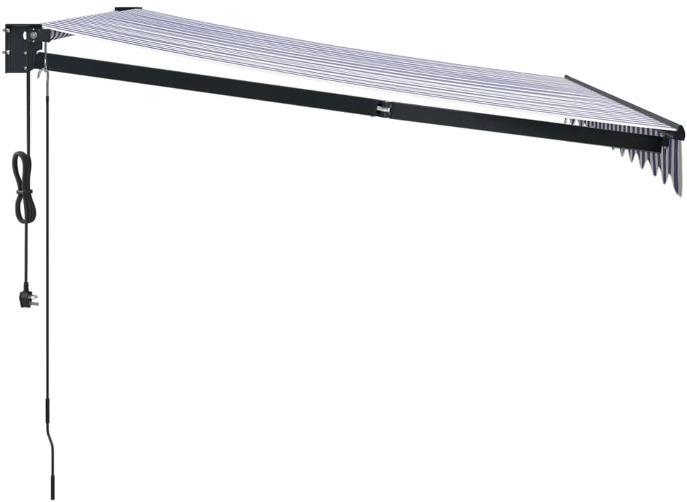 Automatinė ištraukiama markizė, mėlyna/balta, 3x2,5m