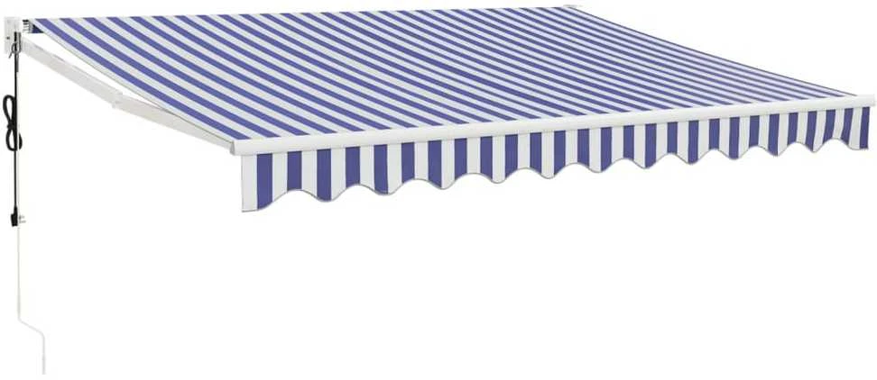 Automatinė ištraukiama markizė, mėlyna ir balta, 3x2,5m