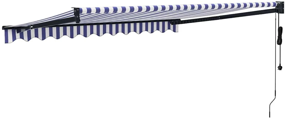 Automatinė ištraukiama markizė, mėlyna ir balta, 3,5x2,5m