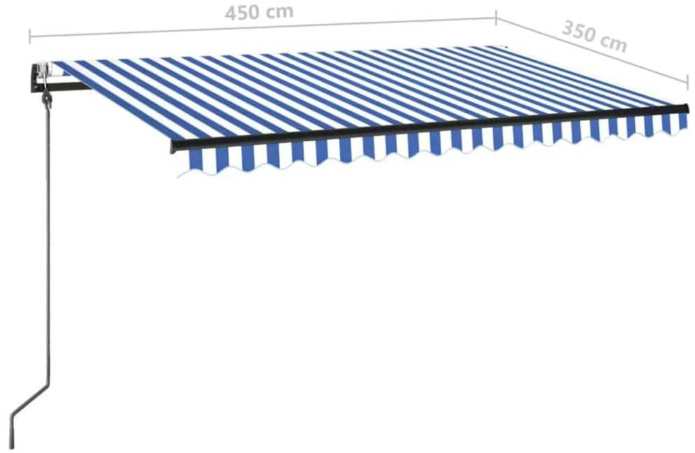 Automatinė ištraukiama markizė, mėlyna ir balta, 450x350cm