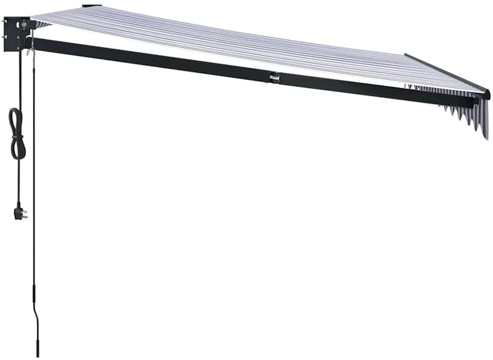 Automatinė ištraukiama markizė, mėlyna ir balta, 3,5x2,5m
