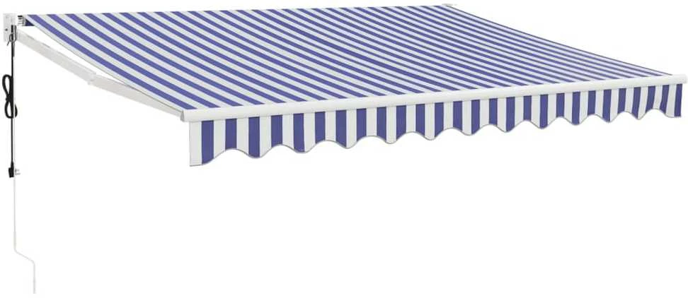 Automatinė ištraukiama markizė, mėlyna ir balta, 3,5x2,5m