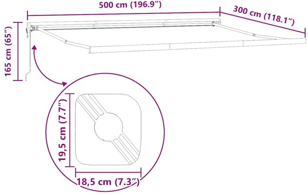 Automatinė ištraukiama markizė, rudos spalvos, 500x300cm