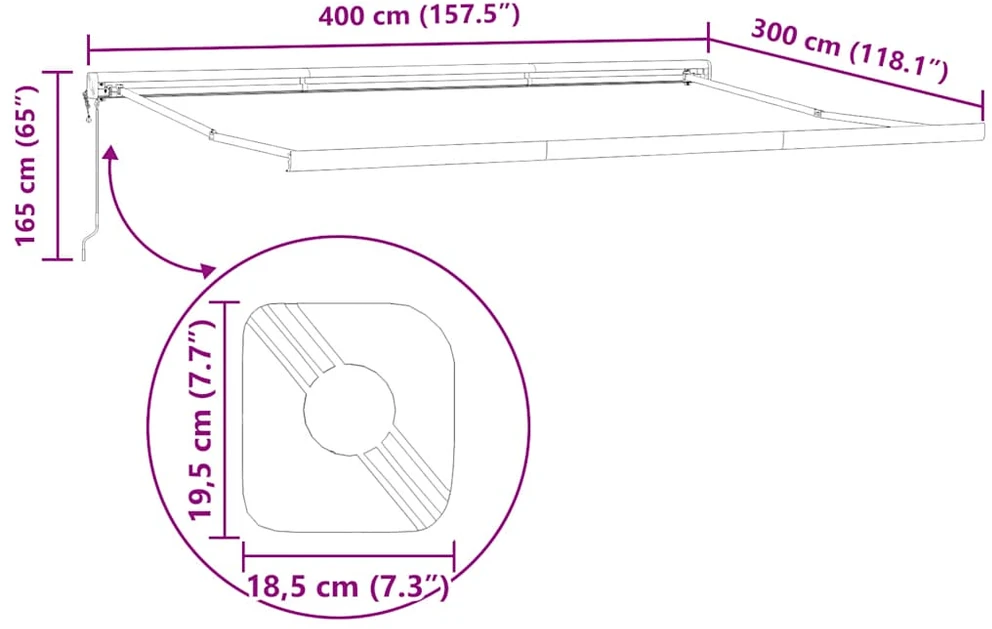 Ištraukiama markizė Ruda su antracito rėmu 400 × 300 cm